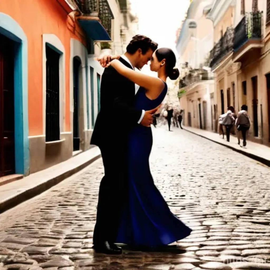 아르헨티나에서 열리는 주요 축제 - **Image Prompt: Passionate Tango in San Telmo, Buenos Aires**
    "A vibrant image capturing a male ...