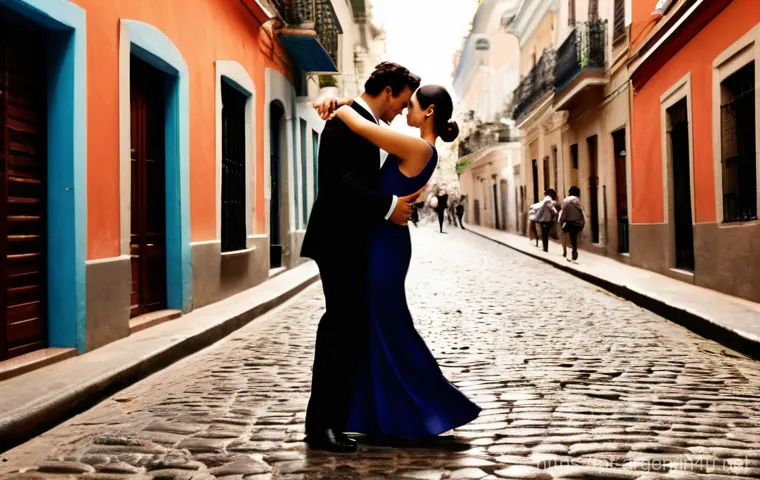 아르헨티나에서 열리는 주요 축제 - **Image Prompt: Passionate Tango in San Telmo, Buenos Aires**
    "A vibrant image capturing a male ...