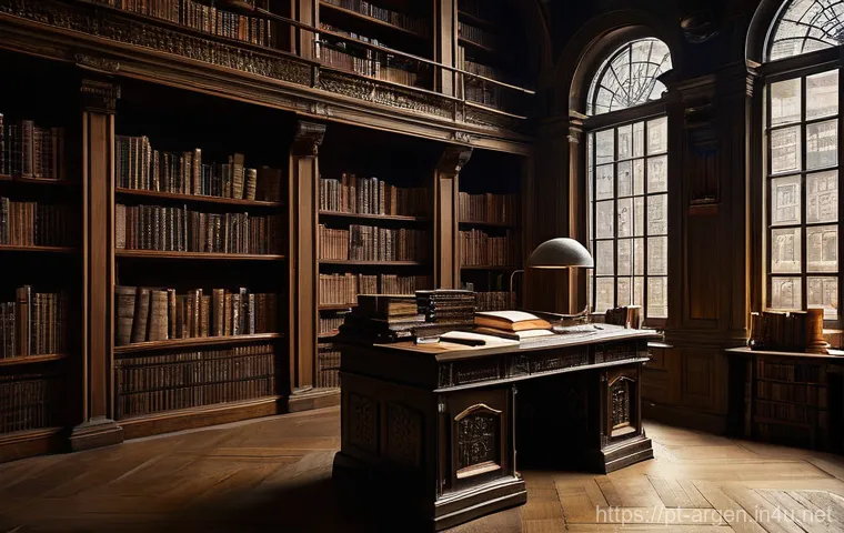 아르헨티나 대표 문학 작품 - **Prompt:** A visually intricate and vast library, reminiscent of "The Library of Babel." Shelves st...