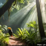 아르헨티나에서 야생 동물 보호 구역 탐방 - A vibrant scene in the Iguaz&uacute; National Park, showcasing a dense tropical rainforest with towering tr...